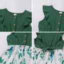 AWIBMK Mommy and Me Matching Dresses Leopard Ruffled Midi Dress Summer Solid Color Stripe Mom Daughter Matching Outfits (Green) Medium