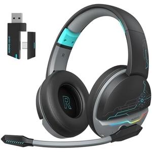 NUBWO G08 Dual Wireless Gaming Headset with Mic for PS5, PS4, PC, Mobile & Tablet | 2.4GHz Wireless & Bluetooth 5.3 | 100 Hr Battery | 50mm Drivers | Lightweight & RGB Lighting - DarkBlue