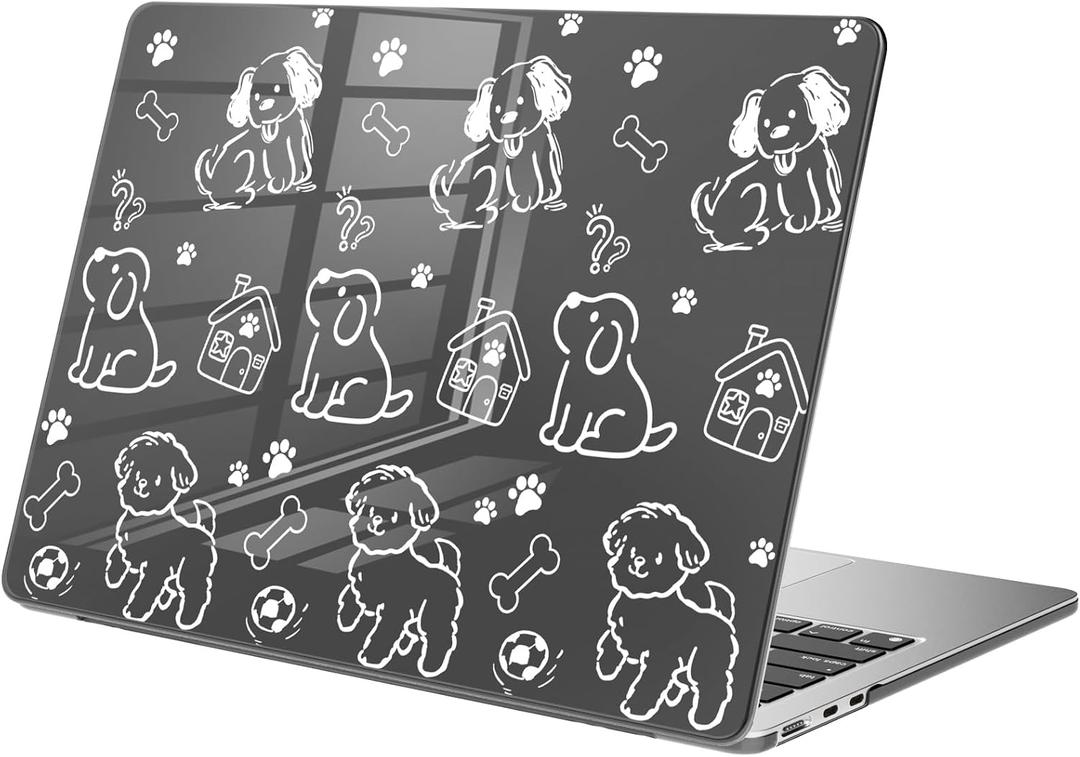 Compatible with MacBook Air 13 inch Case M1 A2337 A2179 A1932 2022 2021 2020 2019 Release, Cute Puppy Dog Protective Hard Shell Clear Black Cover for MacBook Air 13.3 inch