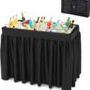 Party Outdoor Cooler Table, Black Skirt &Drain Hose Plastic Chill Table to Keep Drinks Cool, Portable Foldable Self-Serving Beverage Ice Cooler Bar for Wedding, Picnics, Barbecues, Fishing (Standard without Extra Shelf)