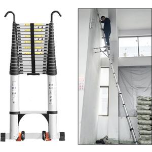 JADDUO Telescoping Ladder,27.9 FT Extension Ladder,Aluminum Lightweight Telescopic Ladder with 2 Triangle Stabilizers, Telescoping Attic Ladders RV Ladders for Travel