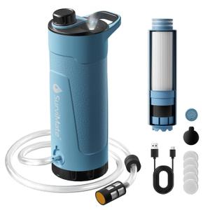 SurviMate Electric Water Purifier Survival,Portable Water Filter Bottle for Survival,0.01m 22 Ounces with Emergency Lighting, NSF/ANSI 42&372 Certified,Bottle with Filter for Hiking, Camping, Travel