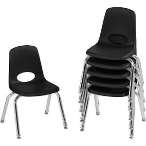 School Stack Chair with Swivel Glides, Black, 6-Pack
