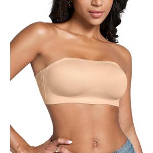 DEANGELMON Strapless Bras for Women Non-Slip Silicone Bandeau Seamless Tube Top Bralette Comfy Non Padded Stretchy Stylish (Medium, Update-skin)