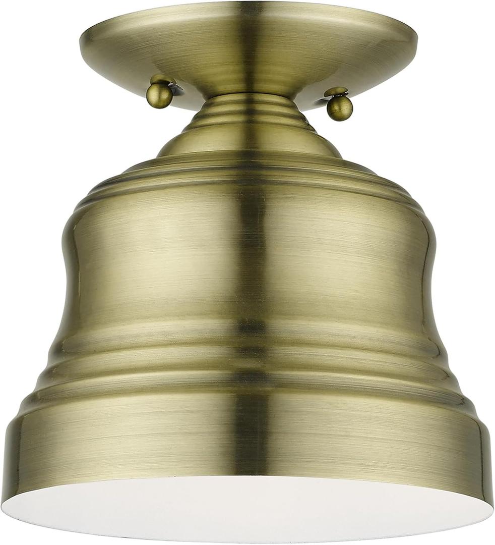 Livex Lighting, 55909-01, Endicott, Petite Bell Semi-Flush, Antique Brass
