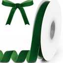 5/8" Wide x 10 Yards Velvet Ribbon, Vintage Single Face Velvet Ribbons for Gift Wrapping, Christmas Wrapping Bows, Wedding Decor, Sewing and More (Forest Green)