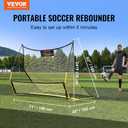 VEVOR Soccer TrainerPortable Soccer Rebounder Net, Iron Soccer Practice Equipment, Sports Football Rebounder Wall with Portable Bag, Perfect for Team Solo Training, Passing, Volley