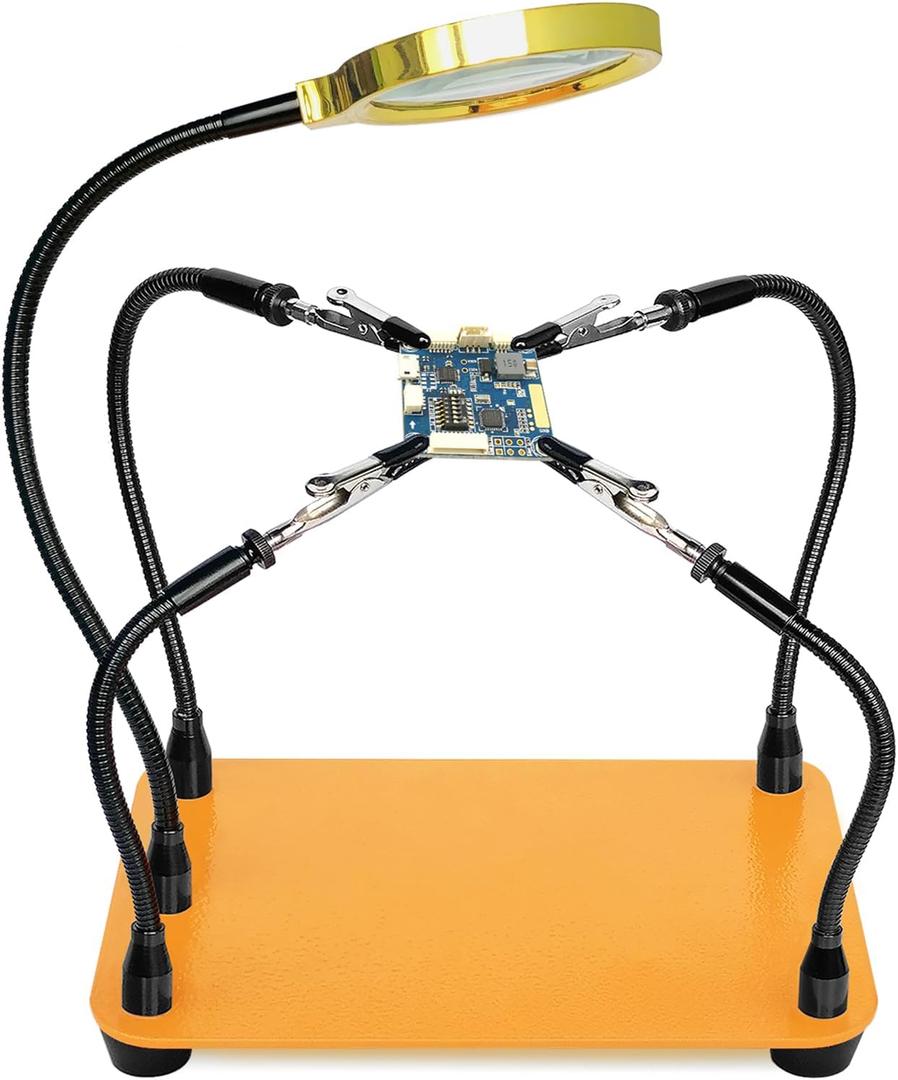 Helping Hands Soldering Station with 80cm 6X Magnifying Glass, 4 Flexible Arms Solder Helping Hands Magnifier and Third Hand Soldering Tool for Electronic Repair Soldering Jewelry Crafts