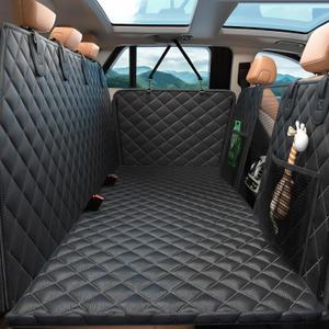 Hard Bottom Hold 500lbs Dog Car Seat Cover for Back Seat, 7 Layer Material Sturdy Waterproof Back Seat Extender for Dogs Increase Space 50%, Thickened Comfortable Dog Car Seat Cover for Car SUV (black)