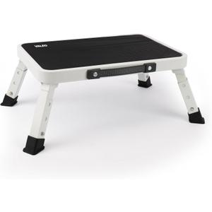 Valeo Folding Step Stool, Adjustable Step Stool with Non-Slip Platform, 330 Lbs Capacity, Step Ladder for Adults or Kids in Kitchen, Bathroom, RV, Camping, Office, White, 15 " x 10.2" x 1.8 "