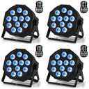 Rechargeable Par Lights, RGBW LED Uplights Battery Powered Stage Light, HOLDLAMP Par Can DJ Lights Sound Activated with Remote & DMX Control for Festival Party Event Wedding Bar.