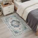Madane 8x10 Area Rugs for Living Room, Non-Slip Vintage Washable Rug, Blue