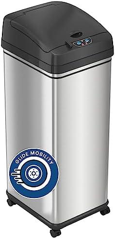 Amazon.com: iTouchless Rolling 13 Gallon Sensor Kitchen Trash Can with Lid and Wheels, Odor Filter, Stainless Steel, Automatic Kitchen Trashcan Garbage Bin for Home Office Bedroom Living Room Garage Wastebasket : Industrial & Scientific