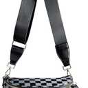 FEIBOON Spacious Checkered Nylon Crossbody Bag Bum Bag Checkered Handbags Wallets for Women