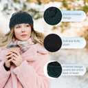 3 x CAVETEE Winter Headbands for Women2 Pack Thickened Coral Fleece Lined Crochet Knit Non-Slip Windproof Knit Headbands for Women (Black&Dark Blue)