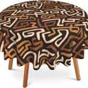 African Ethnic Tablecloth 60x60 Inch Round,Waterproof Table Cloth Cover Decorative for Party and ​Camping Holiday Dinning Tabletop Home Décor