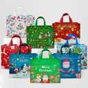 6PCS Extra Large Christmas Gift Bags, 15''x13.7''x5.9'', Christmas Tote Bags with Handles, Reusable Non-woven Shopping Bag for New Year, Xmas's Party Supplies Decorations