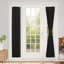 Vatge Sidelight Curtains - Room Darkening Door Curtain Panel for Narrow Door Window, 1 Panel, W12 x L72, Black