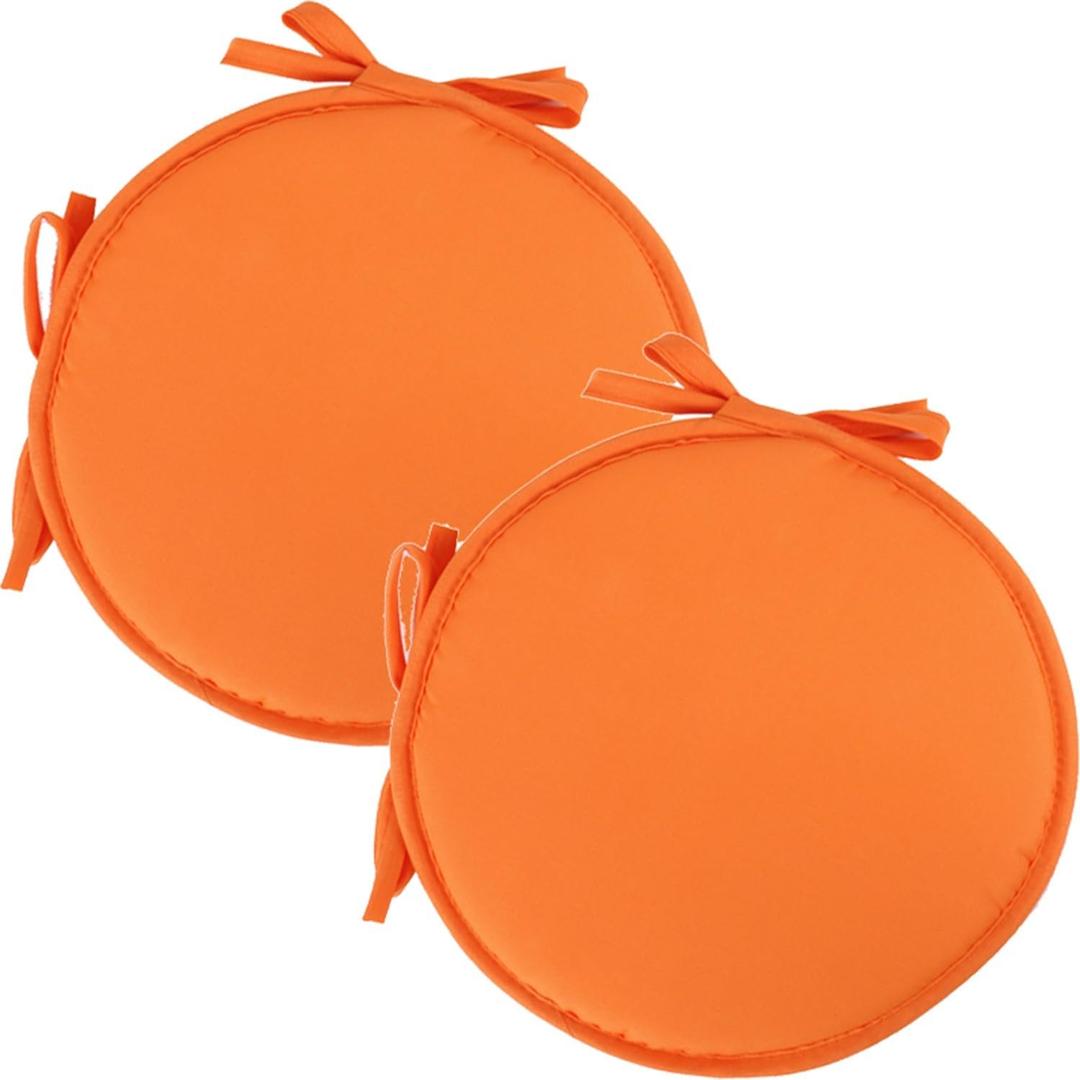 BLLMTEAR 2 Piece Indoor/ Outdoor Seat Cushion Chair Pads with Ties, 12"/ 15" Round Seat Cushions Garden Patio Chair Cushions, Non-Slip Stool Seat Pad(Green, 30cm/ 11.8in)