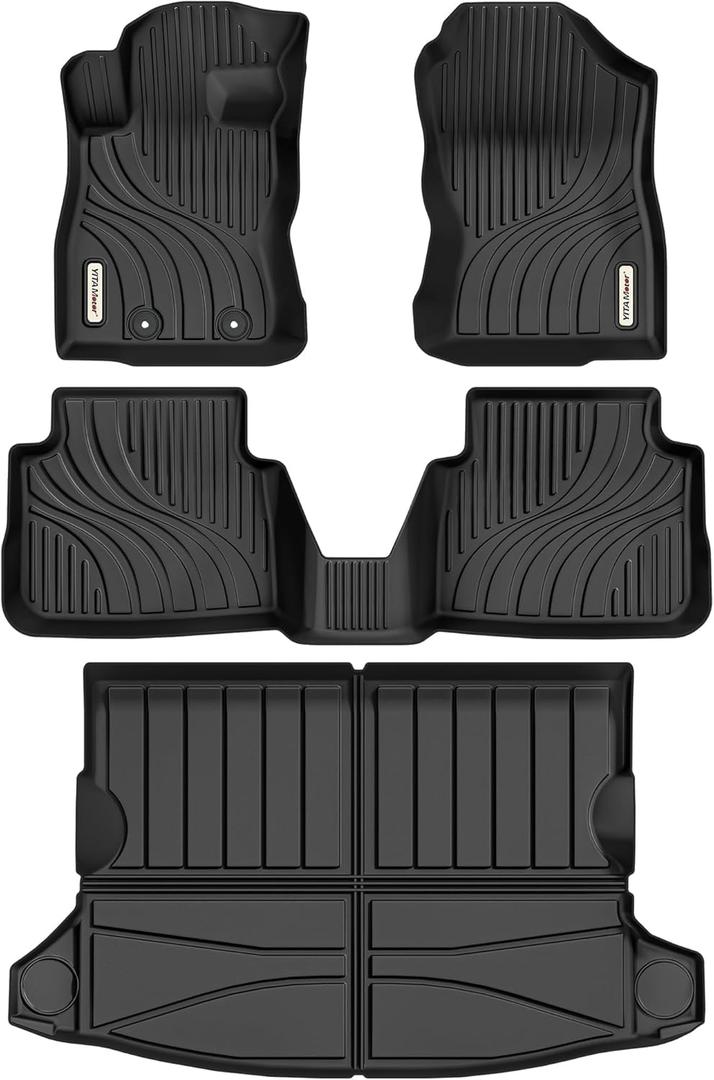 YITAMOTOR Upgraded Floor Mats & Cargo Mat Compatible with 2024-2025 Subaru Crosstrek/Impreza, Custom Fit Crosstrek Floor Liners, All-Weather TPE Includes 1st, 2nd Row, and Trunk Mats, Black