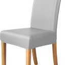 iEventStar PU Faux Leather Waterproof Stretch Dining Chair Cover Chair Protector Seat Slipcovers Covers (4, Light Gray)