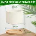 ZOUTOG 12 Pack Ceramic Succulent Pots,3.6 Inch Plant Pots,Succulent Planters with Drainage Hole & Bamboo Tray for Indoor Plants,White Small Flower Planters for Home,Office,Desk