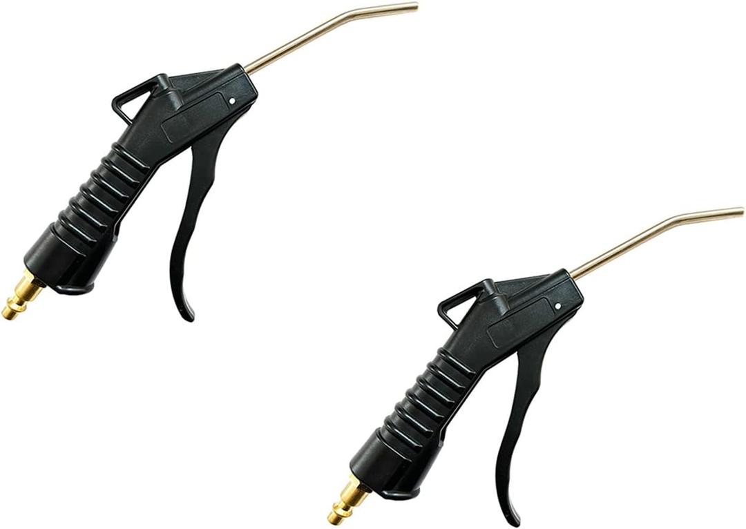 4" Stainless Steel Elbow Air Blow Gun with 1/4" Brass Plug Air Tools for Air Compressor Removing Dust Cleaning,2-Pack(Black)