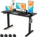 Electric Standing Desk Adjustable Height - Rolling Sit to Stand Desks on Wheels - Mobile Standup Computer Table 48 Inch Black One Piece Desktop and Rising Frame with Storage for Home Office & Gaming