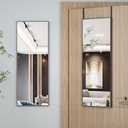 Hasipu Door Mirror Full Length, 44"x 16" Full Body Over The Door Hanging Wall Mounted Mirror for Bedroom, Living Room, Cloakroom, Square Black
