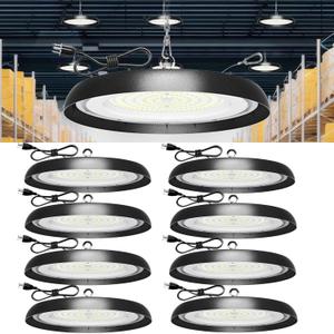 8Pack 300W UFO LED High Bay Light, 13 Inch 30000LM 6000K Super Bright, Aluminum Commercial LED Lights, 59 in Cable, ETL Listed Energy Saving Lamp for Warehouse Garage Factory Workshop, 8 Pack