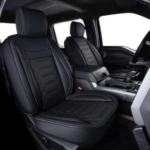 RISINGSTAR Silverado Sierra Faux Leather Seat Covers, Fit for 2019-2025 Chevy Silverado GMC Sierra 1500 and 2020-2025 2500HD 3500HD Crew Cab(Full Set, Black)