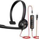 NUBWO HW02 USB Headset with Microphone Noise Cancelling &in-line Control, Ultra Comfort Computer Headset for Laptop pc, On-Ear Wired Office Call Center Headset for Boom Skype Webinars (USB C/3.5)