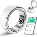 Ultra-Thin AI Smart Ring, 7-Day Battery Life, Fitness/Sleep/Stress/HR Tracker for Women&Men, No App Fee for Standard Features, iOS & Android Compatible (Silver, 10)