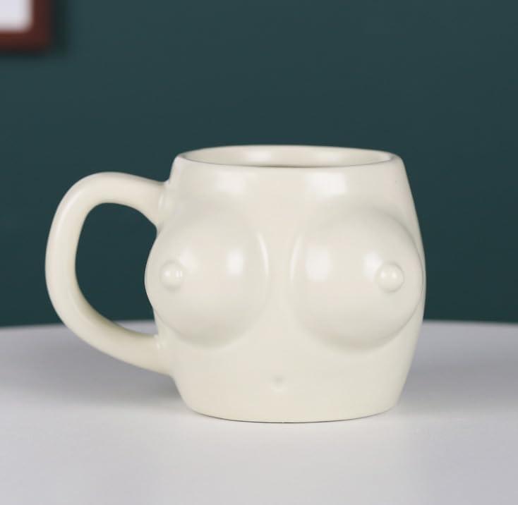 haozaikeji Ceramic Female Form Mug Funny Boobs Coffee Mug Creative Ice Tea Mug Artist Breast Drinking Cup Feminist Breast Cancer Survivor Milk Cup Body Shape Morning Mug with Handle