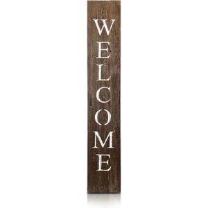 BARNWOODUSA Wooden Welcome Sign for Front Door (5 Foot), Espresso Brown  9 Wide Vertical Outdoor Welcome Signs  Decorative Real Reclaimed Wood - Farmhouse Rustic Yard, or Front Porch Decor,
