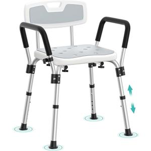 Kicimpro Shower Chair for Elderly and Disabled, 10 Mins Installation, Heavy Duty Shower Chair for Inside Shower Tub, 6 Adjustable Height Shower Seat for 5'1"-6'4" Users, Bath Chair with Pad (Shower Chair with Back)