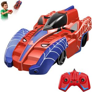 Spider Hero Wall Climbing Car Remote Control Kids Toy, 360 Rotating Remote Control Car with Light, Rechargeable RC Stunt Cars Wall Toys for Boys Kids Ages 4 and up