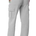 QINSEN Womens Elastic Waist Long Pants Thick Fleece Sweatpants for Winter Leisure Grey S