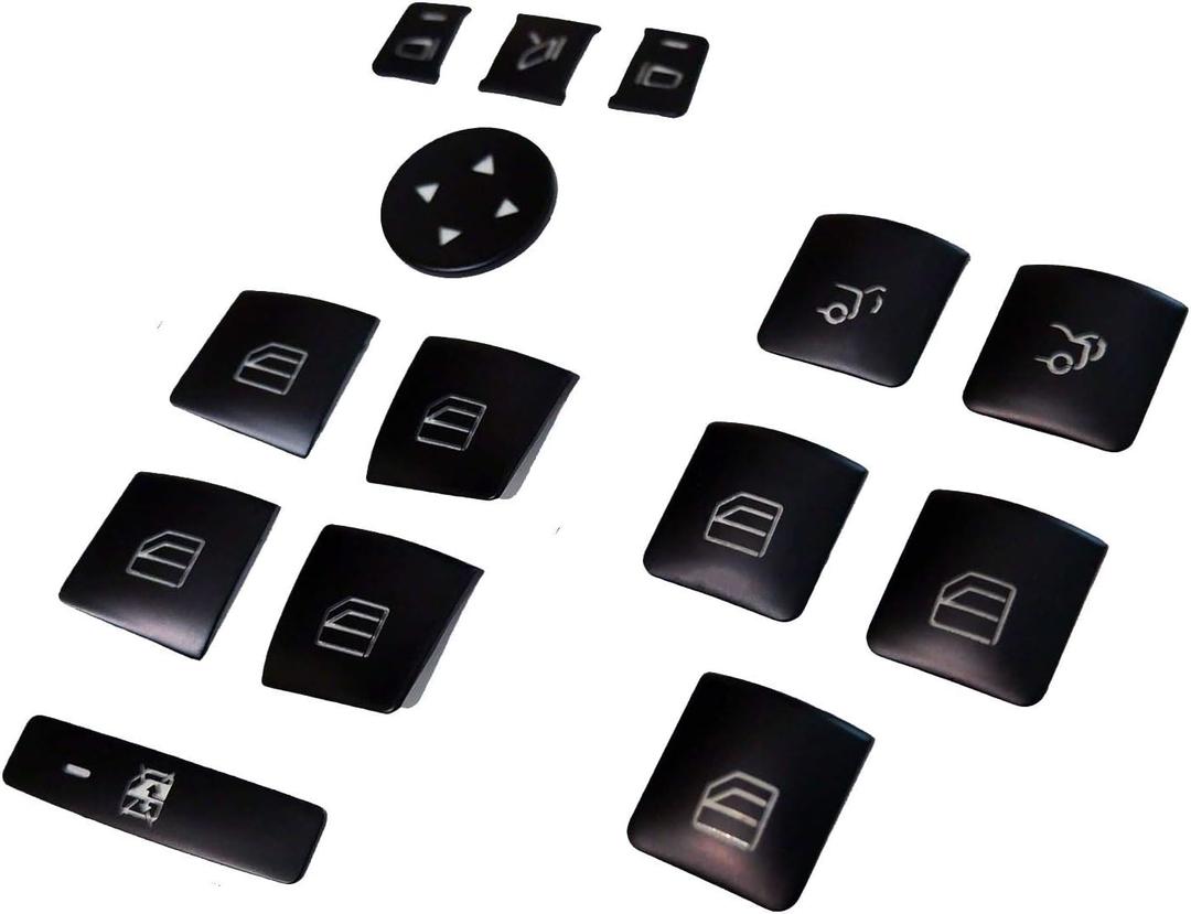 Black Interior Trim Door Power Window Switch Button Cover Sticker Replacement for Benz GLK ML A B C E G GLK ML GLS Class W204 W212 W246 W166 C250 C300 ml350 Tesla Modle S X