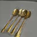 6 Pieces Serving Spoons Set, 8.7 Inch Serving Spoon, Includes 3 Server Spoon and 3 Slotted Spoons, Stainless Steel Buffet Banquet Large Utensils Cutlery Set for Kitchen, Gold