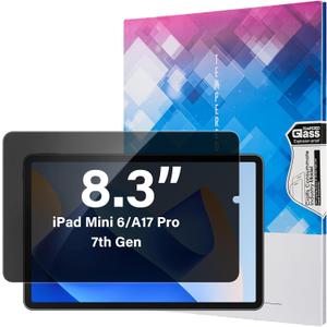Miieadoo 360 Privacy Screen Protector for iPad Mini 7th 2024 (A17 Pro),iPad Mini 6th Gen (8.3, 2021),Anti-Spy Tempered Glass Screen Film Guard for iPad Mini 7 6 8.3 Inch,Anti-Glare & Anti-Finger