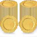 Gold Charger Plates Bulk 100Pcs - 13" Elegant Gold Chargers for Dinner Plates, Wedding & Event Decorative Charger Plates Set