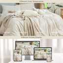 MooMee Striped Duvet Cover Set 100% Washed Cotton Linen Like Textured Breathable Durable Soft Comfy (Almond Milk Grey Pinstripes, Full 80"x90")