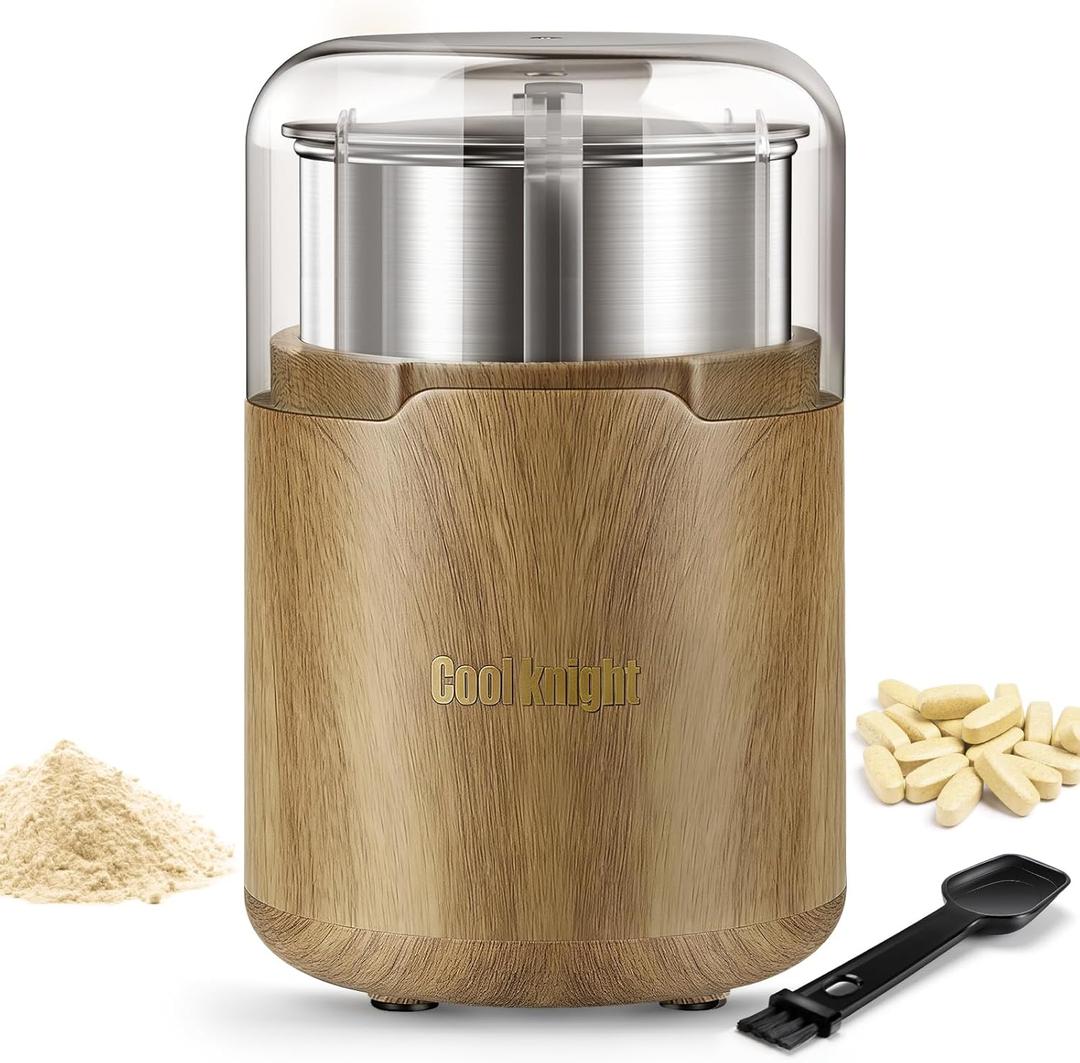 COOL KNIGHT Electric Pill Crusher, 150W 110V Corded Pill Grinder, Tablet Pulverizer for Small and Large Meds and Vitamins, 304 Stainless Steel Cup and Blades, Lid Seal to Reduce Mess, M150H