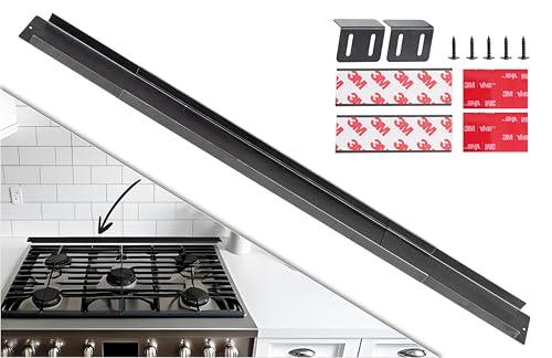 Expandable Rear Stove Gap Cover for Slide-In Ranges – Stainless Steel, Black Powder Coated – Adjustable Up to 32″ – Dual Install Options (1.5 inch WIDE)