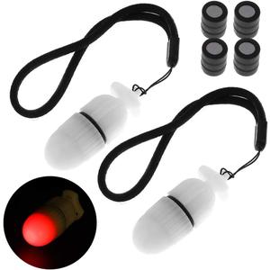 SecurityIng 2Pc Underwater Strobe Signal Light Scuba Night Dive Marker LED Flashy Safety Lamp Firefly Diving Beacon Beam 200M Underwater 200 Hour Duration with Battery (Red)