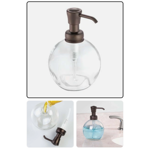 iDesign Bronze York Glass Soap Pump,Holds 12 oz. of liquid