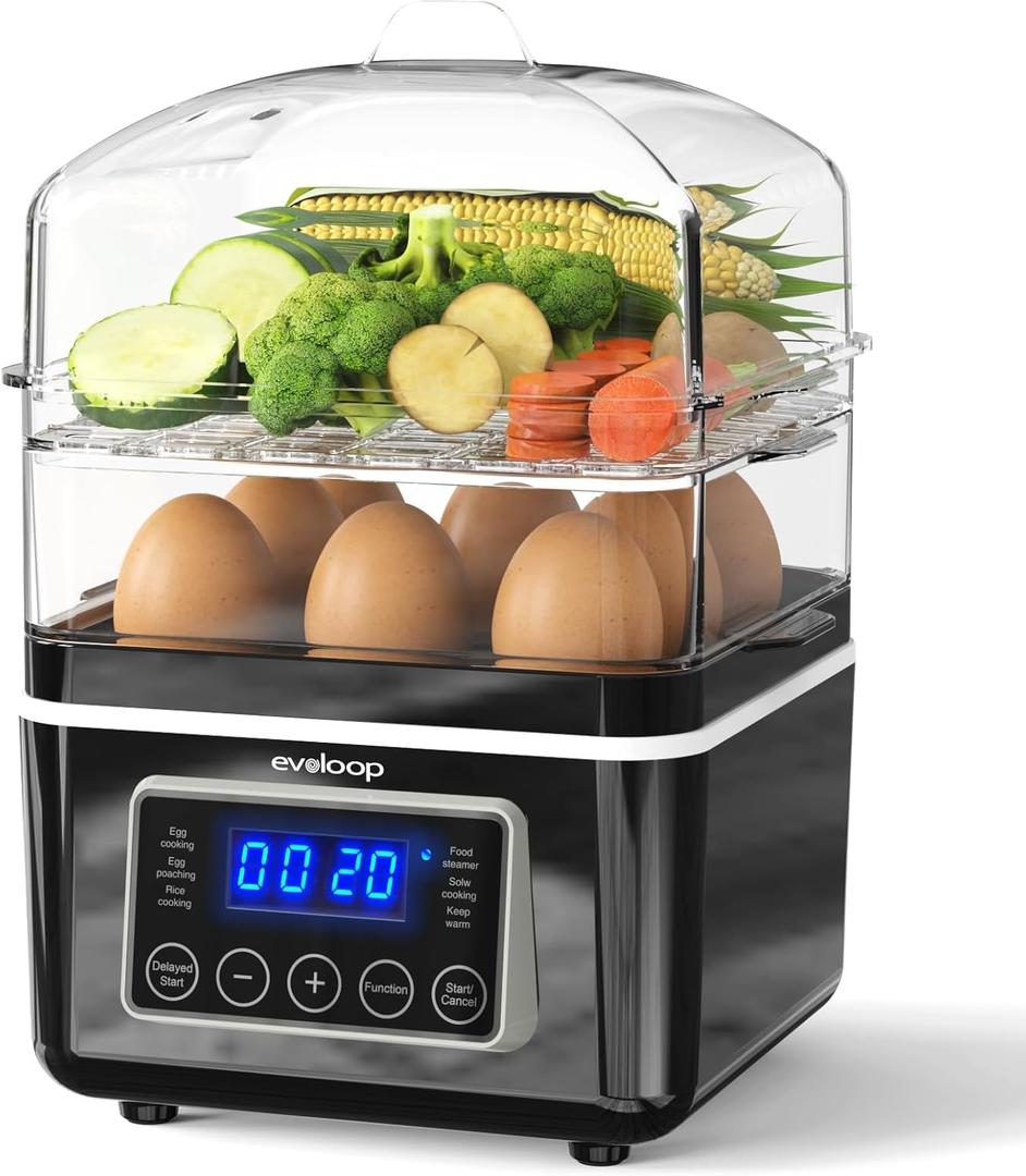 2 Tiers Electric Food Steamer for Cooking, 4 QT Digital Multi Vegetable Steamer with BPA-Free Stackable Baskets, Rapid Egg Cooker Egg Steamer with Auto Shut-Off, Ideal for Veggies, Seafood, Rice 2 Tiers Electric Food Steamer for Cooking, 4 QT Digital Multi Vegetable Steamer with BPA-Free Stackable Baskets, Rapid Egg Cooker Egg Steamer with Auto Shut-Off, Ideal for Veggies, Seafood, Rice
