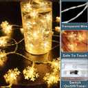 2 x TURNMEON [ Timer 19.7 Ft 50 LED Snowflake Lights Decor, Battery Operated Fairy String Christmas Tree Lights Decorations Outdoor Indoor Xmas Party Home Bedroom Wedding Holiday Garden Decor(Warm White)