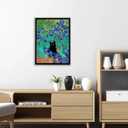 Krtoni Framed Van Gogh Irises Canvas Wall Art, Famous Oil Paintings Garden Flower Black Cat Wall Decor, Impressionism Funny Vintage Print Artwork For Farmhouse Gallery Bathroom 24''L x 16''W